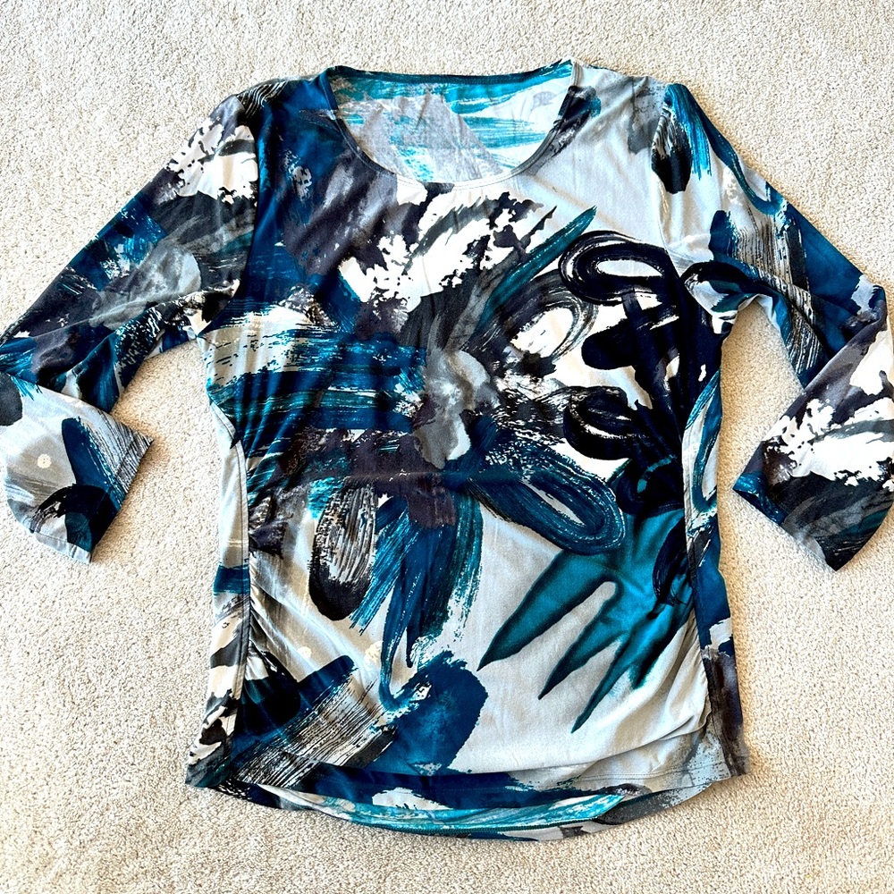 Suede like 3/4 sleeve shirt